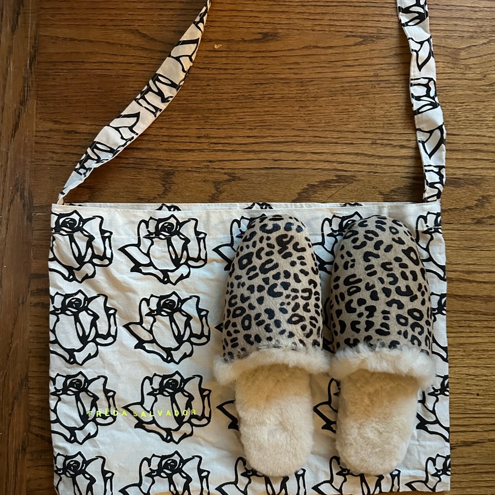 Freda Salvador leopard print slippers NEW